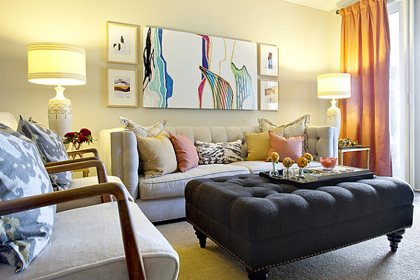 sala de estar establecido taburete pintura sofá decoración de la pared