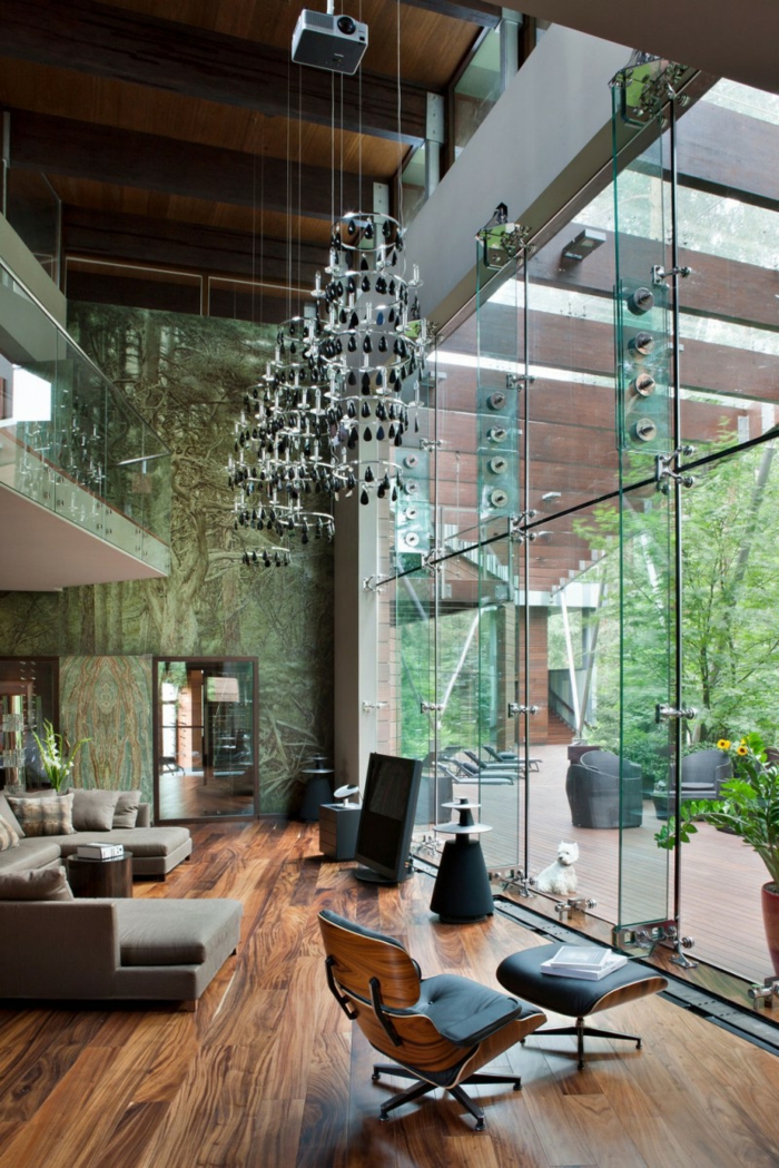 obývací pokoj nápady nápady dřevo textura podlahy relaxovat židle