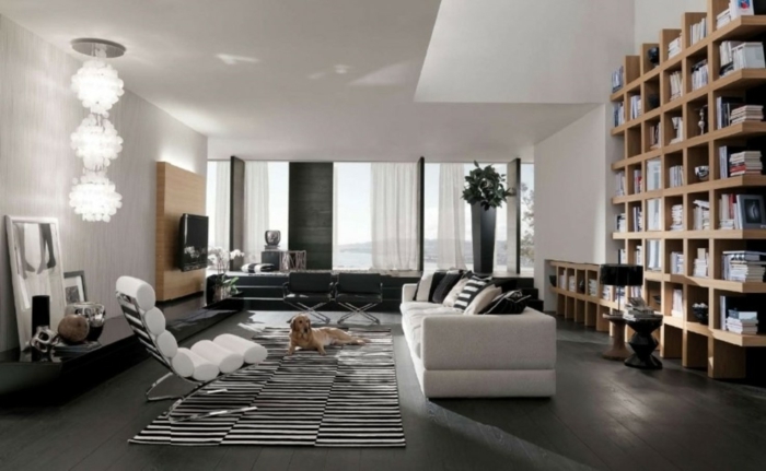 obývací pokoj zdobení nápady pás koberec chladný světelný koš