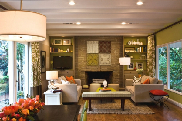 עיצוב חדר המגורים צבע חום גוונים