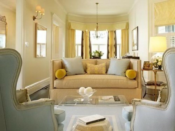 obývací pokoj barevná schéma nástěnná malba skořápek barvy paleta žlutá