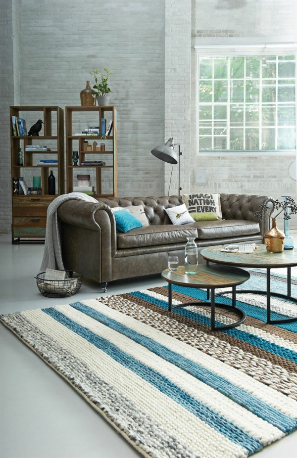 salon intérieur style néerlandais meubles design canapé en cuir