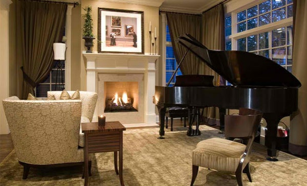 起居室家具钢琴家具风格传统米色棕色客厅颜色
