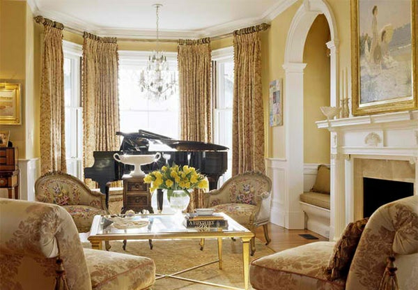 σαλόνι έπιπλα πιάνο στυλ επίπλωση παραδοσιακό μπεζ κίτρινο αντίκες καρέκλα τραπεζάκι του καφέ