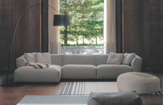 svetainės sofa moderni modulinė šviesiai pilka sėdynės pagalvėlė