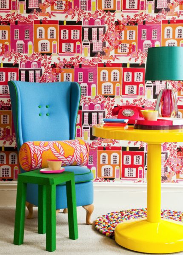 Living room wall design ideas pop art wallpaper pattern homes