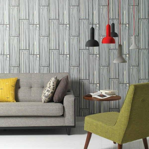 sala de estar diseño de pared ideas fondos de pantalla patrón de madera óptica