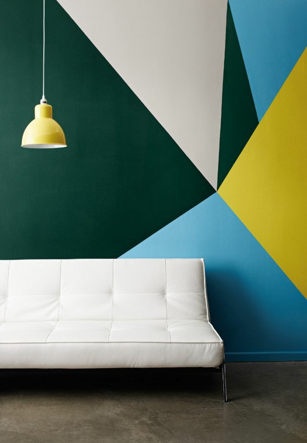 Stue væg design med farve ideer på væg design
