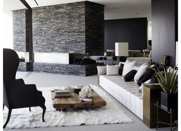 Natural stone wall in the living room natural stone wall ideas gray colors