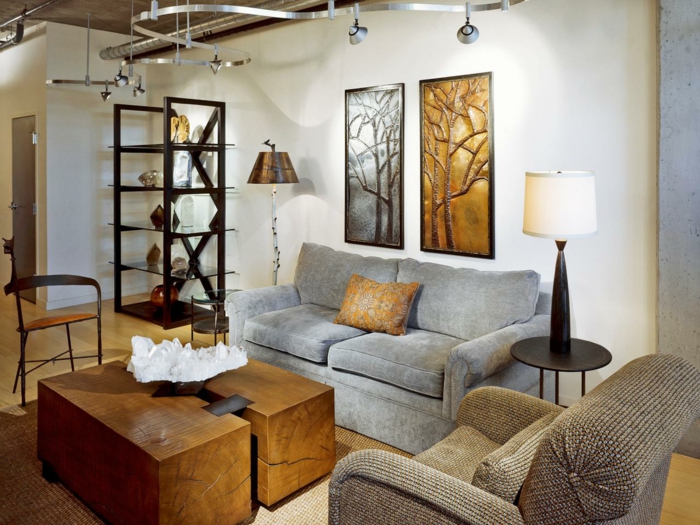 Stuebelysning ideer rustikke sofabord tæppe