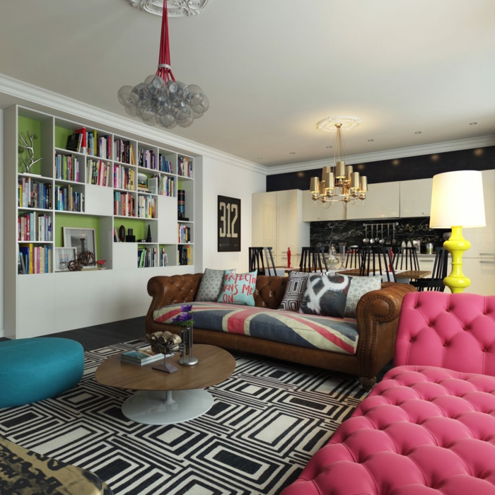 stue møbler eksempler farvede møbler stort sofabord