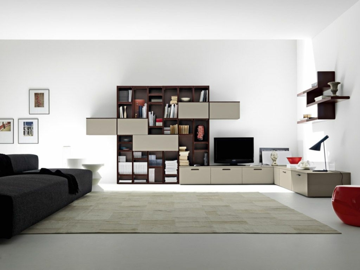 Stue møbler ideer minimalistisk hylle system
