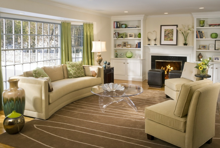 stue oprettet tæppe glasagtige sofabord