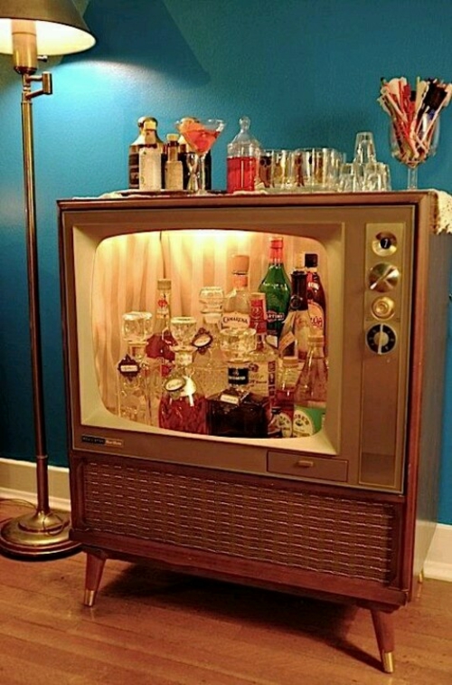 dekorere ideer retro stil aksenter tv til hjemme bar konvertere