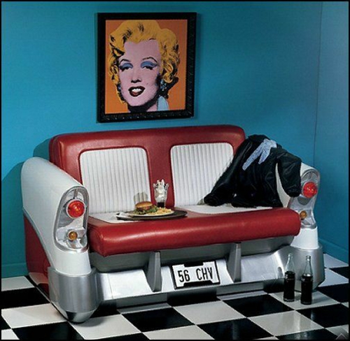 ideas de diseño de vida estilo retro sofá piezas de automóviles arte pop