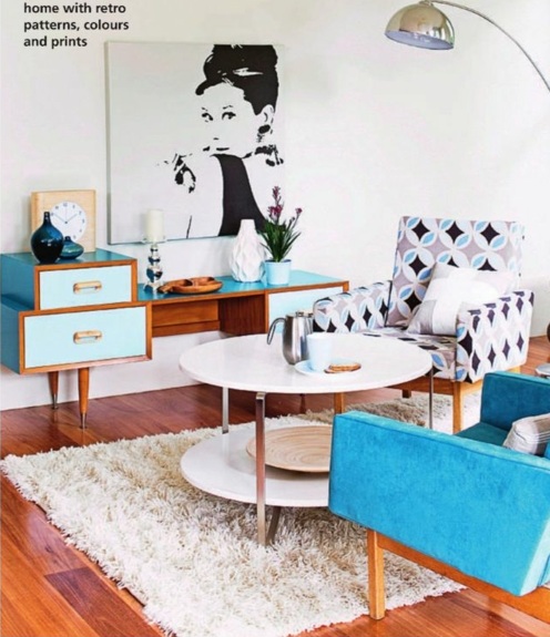 ideas de sala de estar ideas muebles de patrón de mural de estilo retro