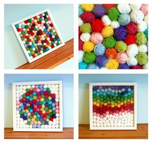 DIY decorative ideas for picture frame yarn colorful