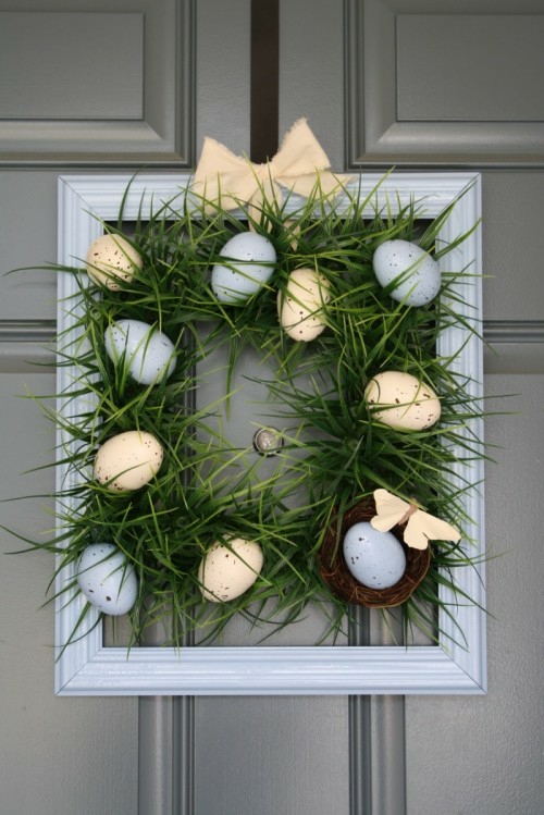 whimsical deco ideas for picture frame wreath easter