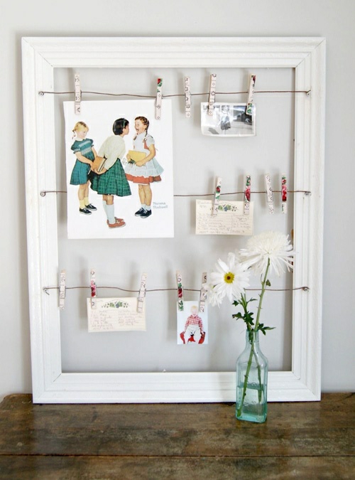 DIY decorative ideas for picture frame clothespin