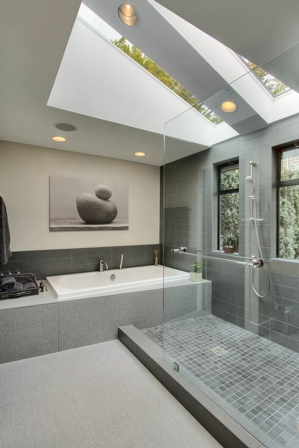design de salle de bain contemporaine en gris