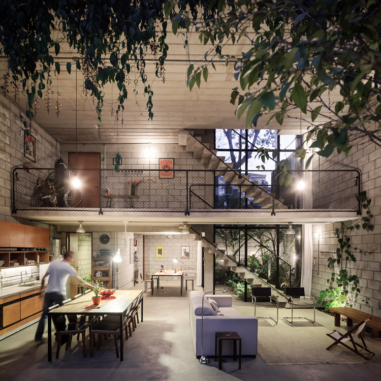 plytų sienos virtuvės gyvenamasis plotas dvipusis dizainas