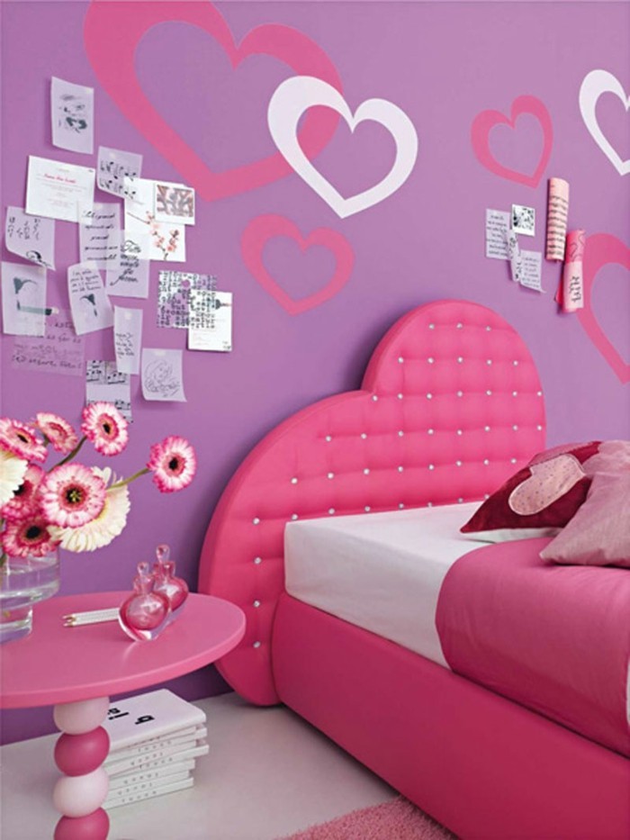 kamer decoratie diy jeugd kamer meisje paars muurverf mooie wanddecoratie