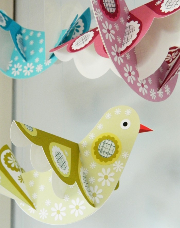 décoration de chambre diy oiseau saucisse papier artisanat