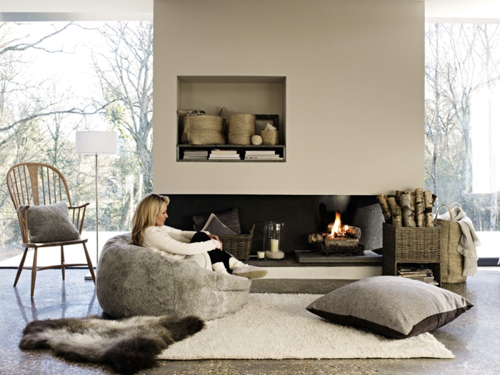 create room idea ideas cozy living room design fire floor cushion fur