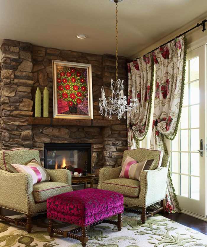 room set up ideas wintry mood living room chandelier stone wall
