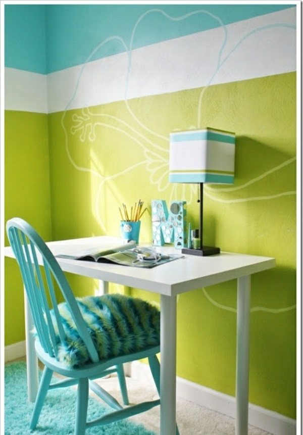 kambario dizaino idėjos jaunimo kambaryje, šviežios sieninės spalvos