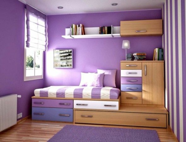 עיצוב חדר רעיונות בחדר השינה סגול הקיר
