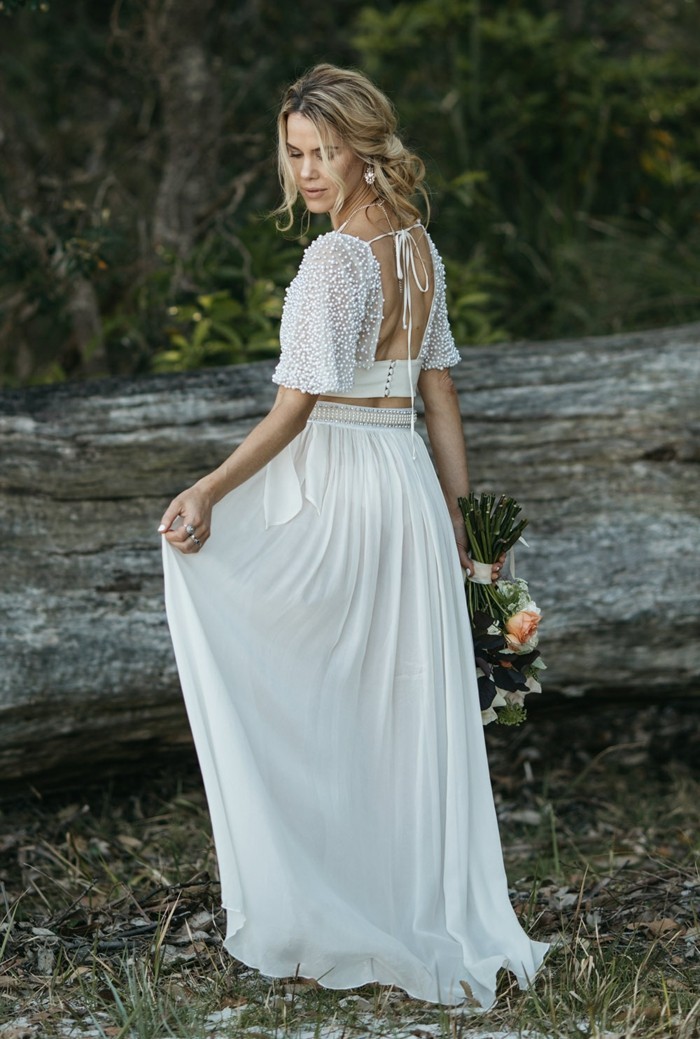 vestido de novia de dos piezas vestido de novia falda superior blanca